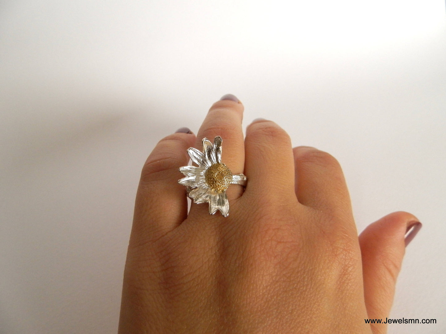 Real Flower, Daisy Ring, Sterling Silver, Eco Friendly, Organic Jewelry, Electroplating, Recycled Silver, Mother Naturebirth flower jewelry