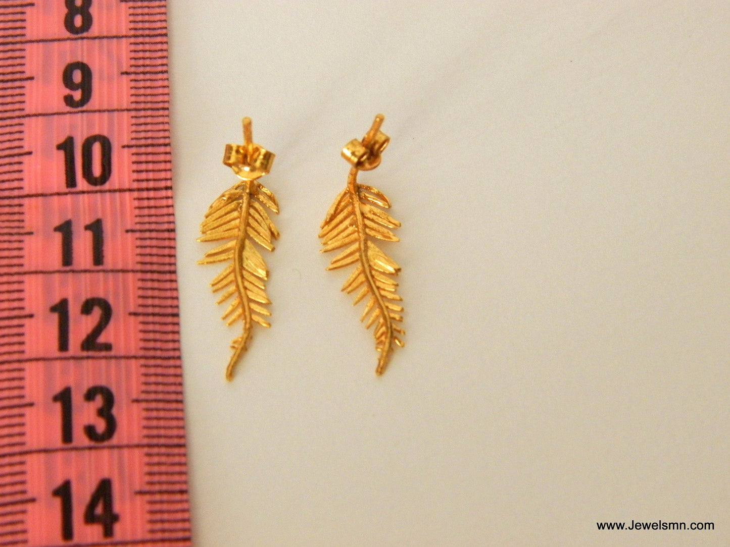 Real Gold Earrings for Women, mimosa pudica Leaf Earrings jewelry in 9K-14K-18K Gold. Mother Minimalist Handmade Nature Jewelry. Earrings