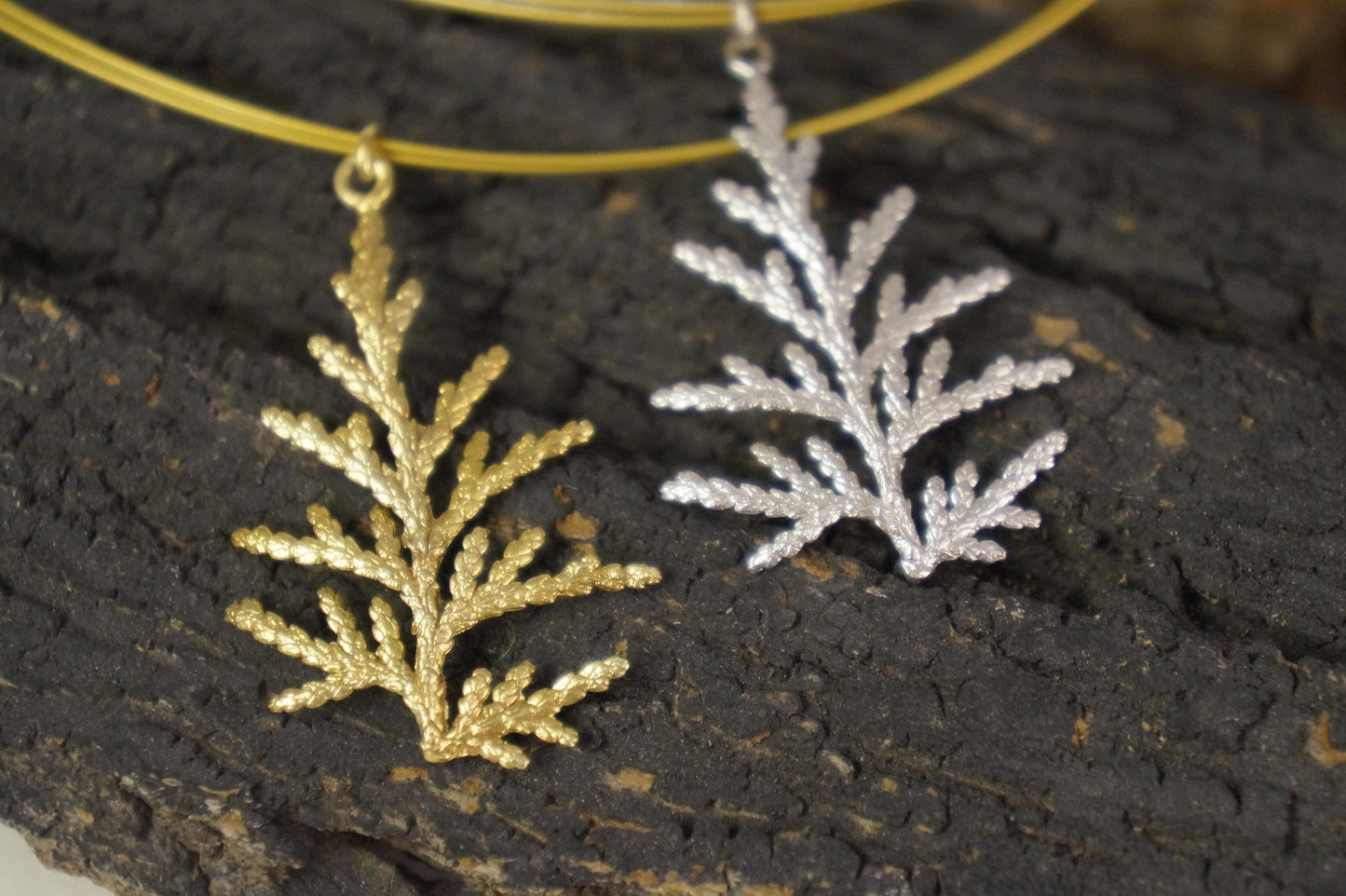 Cypress Tree Leaf Necklace Gold plated