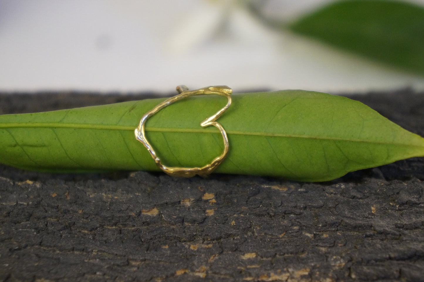 Jasmine plant Twig ring in Sterling Silver, heart Branch ring, Alternative engagement ring, love ring, Jasmine Twig Ring