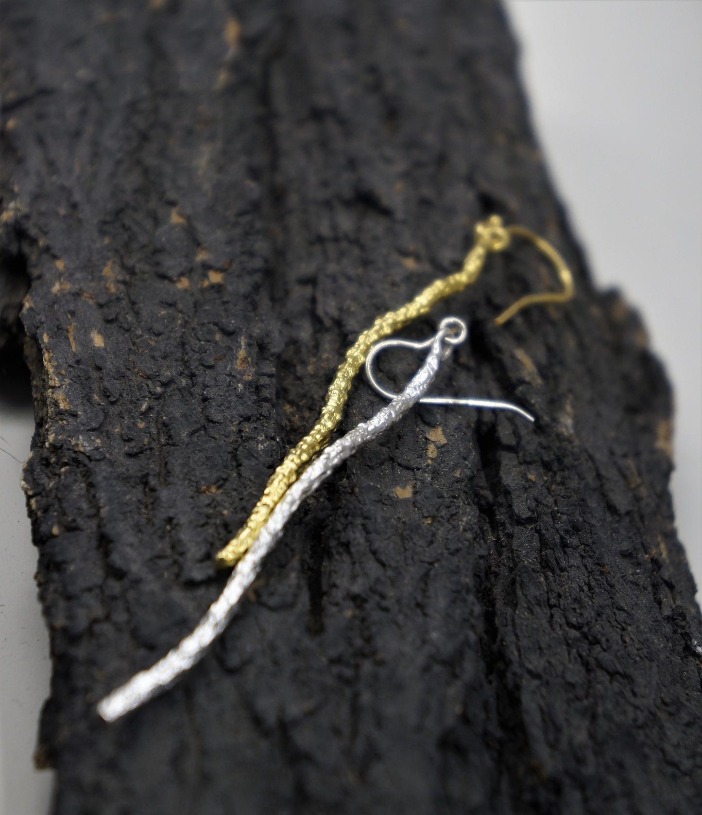 Silver Pine twig Earrings for Women,Twig earrings Silver branch earrings Mismatched earrings Large statement earrings Nature inspired