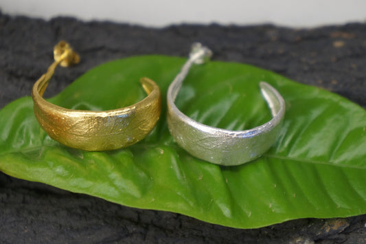 Olive leaf Sterling silver Hoops Earrings.