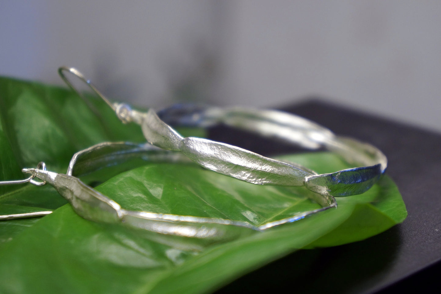 Sterling silver hoop earrings from Olive Leaves, Gold plated .