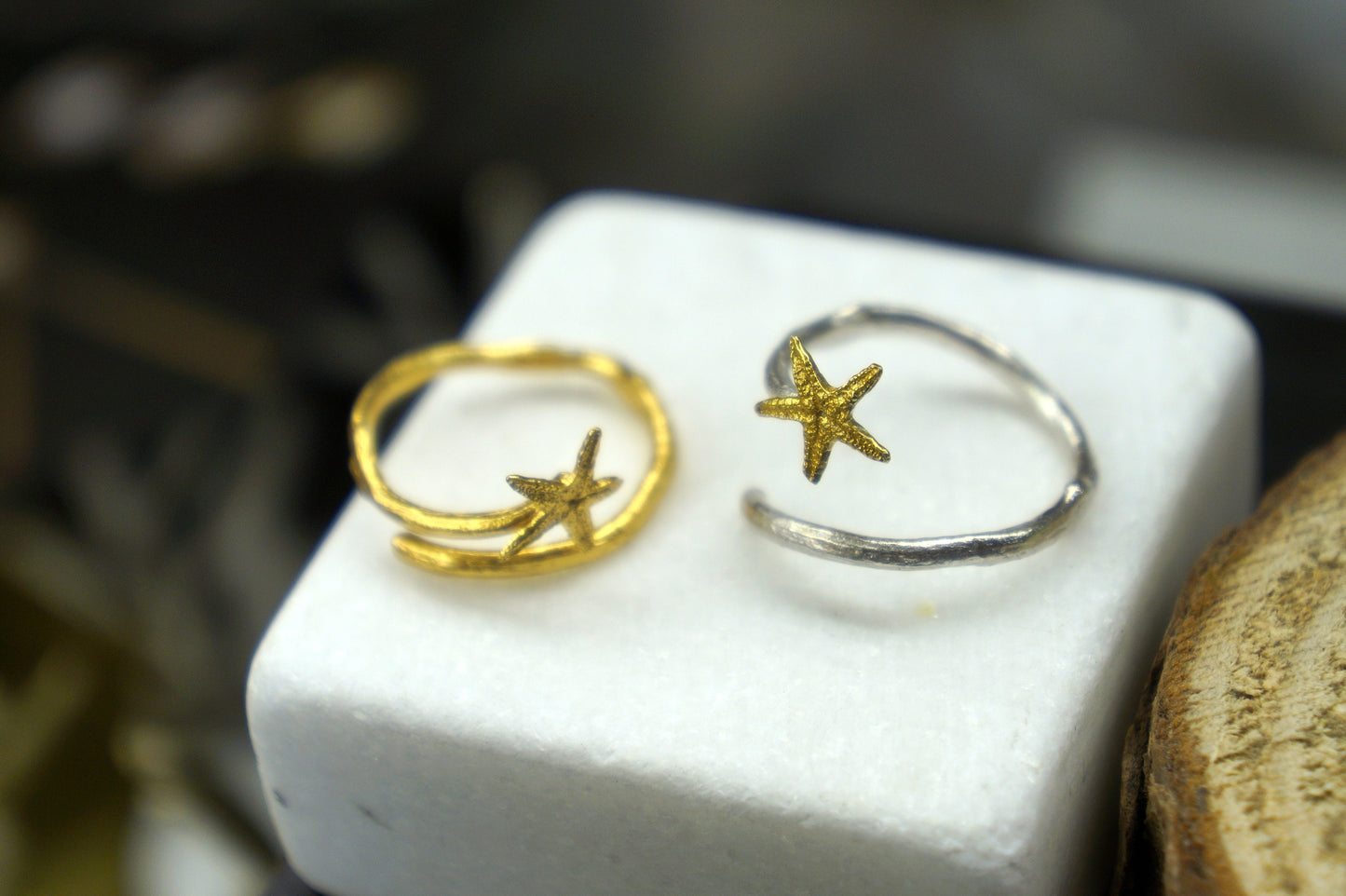 Small real starfish Ring in sterling silver 925.Star symbolizes the 5 elements. Earth, Air, Water, Fire, Spirit.