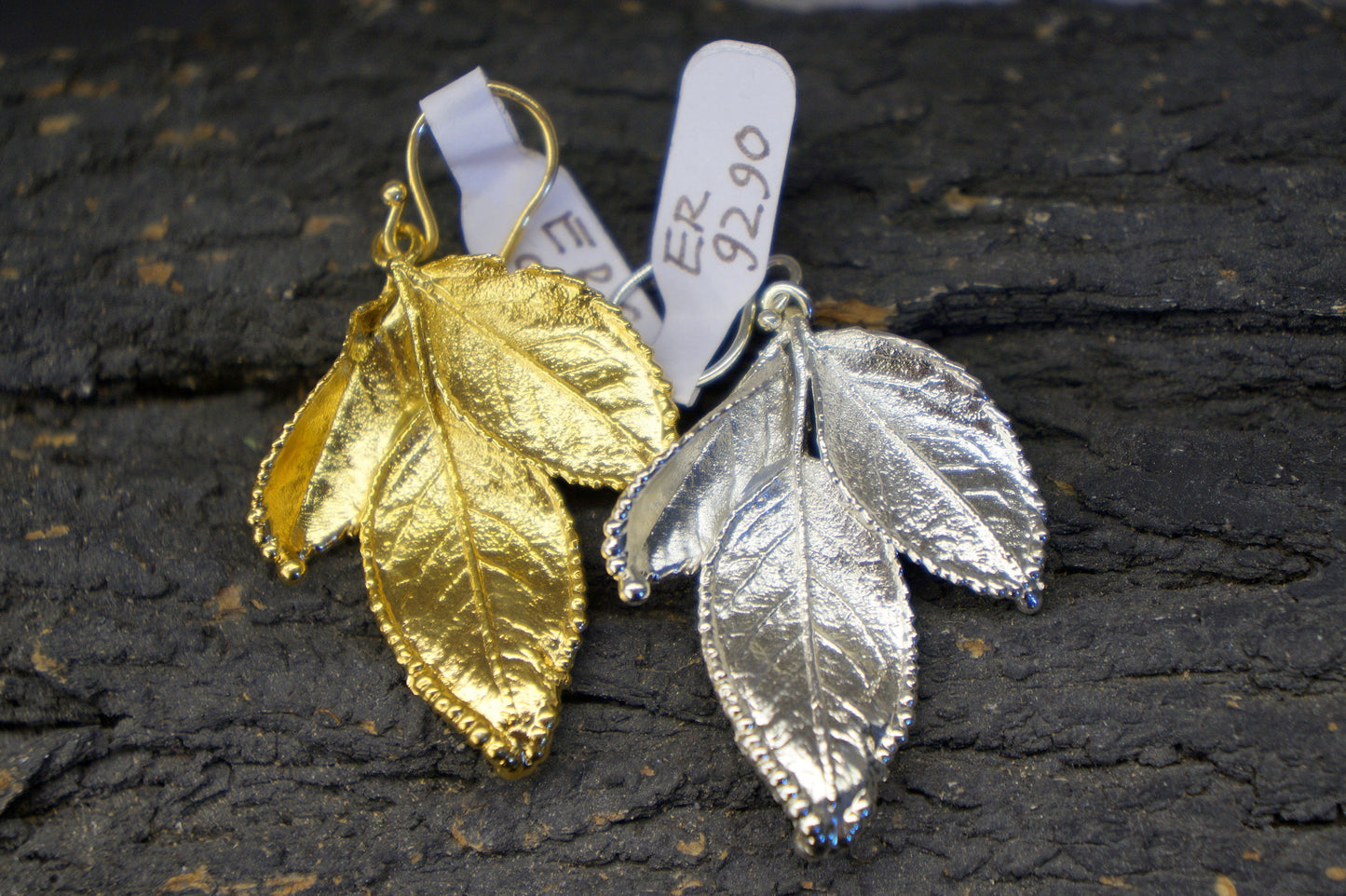 Rose Plant Leaf 14k Goldplated Earrings for Women. Roses are ancient symbols of Love and Beauty .