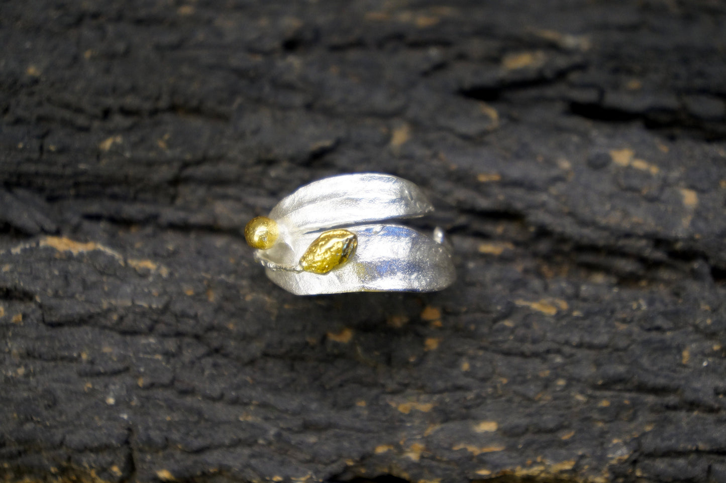 Sterling silver statement Olive Leaf Ring and Olive Branch Ring by Mother Nature jewelry.Olive is symbol of peace, protection and fertility.