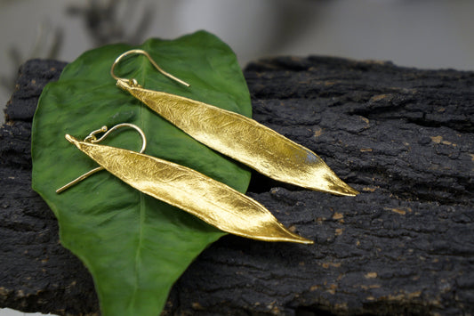 Leaf earrings, Gold olive leaf earrings, Natural Jewelry, Long Earrings, Leaf jewelry, Gift For Mom, Birthday Gift, Unique Gift for women