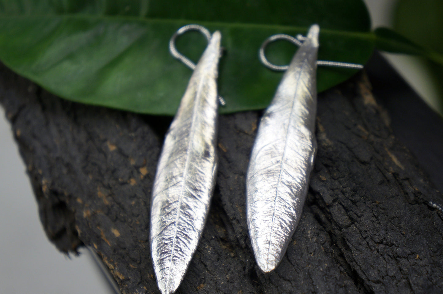 Dangle Big and Long Olive Leaf Earrings on Sterling Silver. Olive is a symbol of peace, protection and fertility ( ideas and new life).