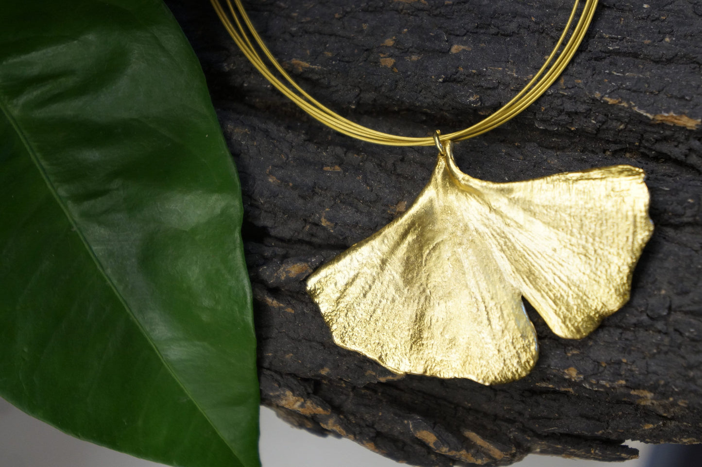 Ginkgo Biloba Leaf Necklace from Real Gingko Plant gold dipped. Woodland Natural jewelry. Symbol of Hope, Peace, Endurance and Vitality