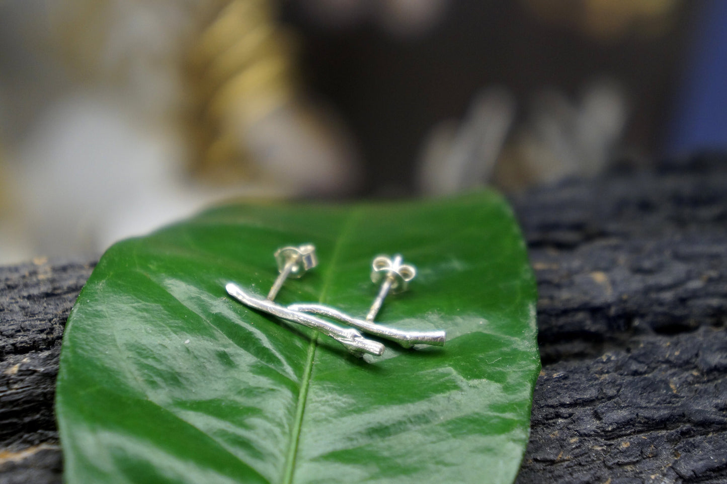 Jasmine plant Delicate Silver Twig Earrings, Nature Inspired Earrings, Simple Branch Earrings from real Jasmine twig in sterling silver