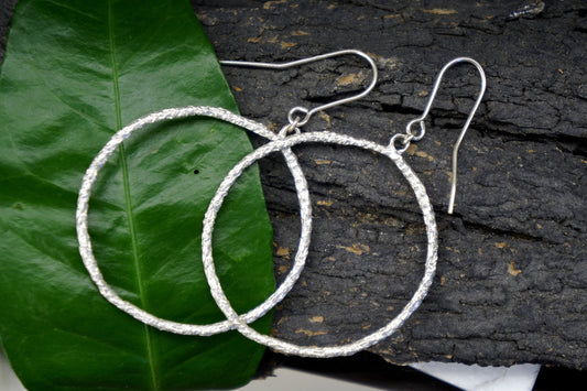 Nature hoop earrings in Sterling Silver 925 Gold plated .