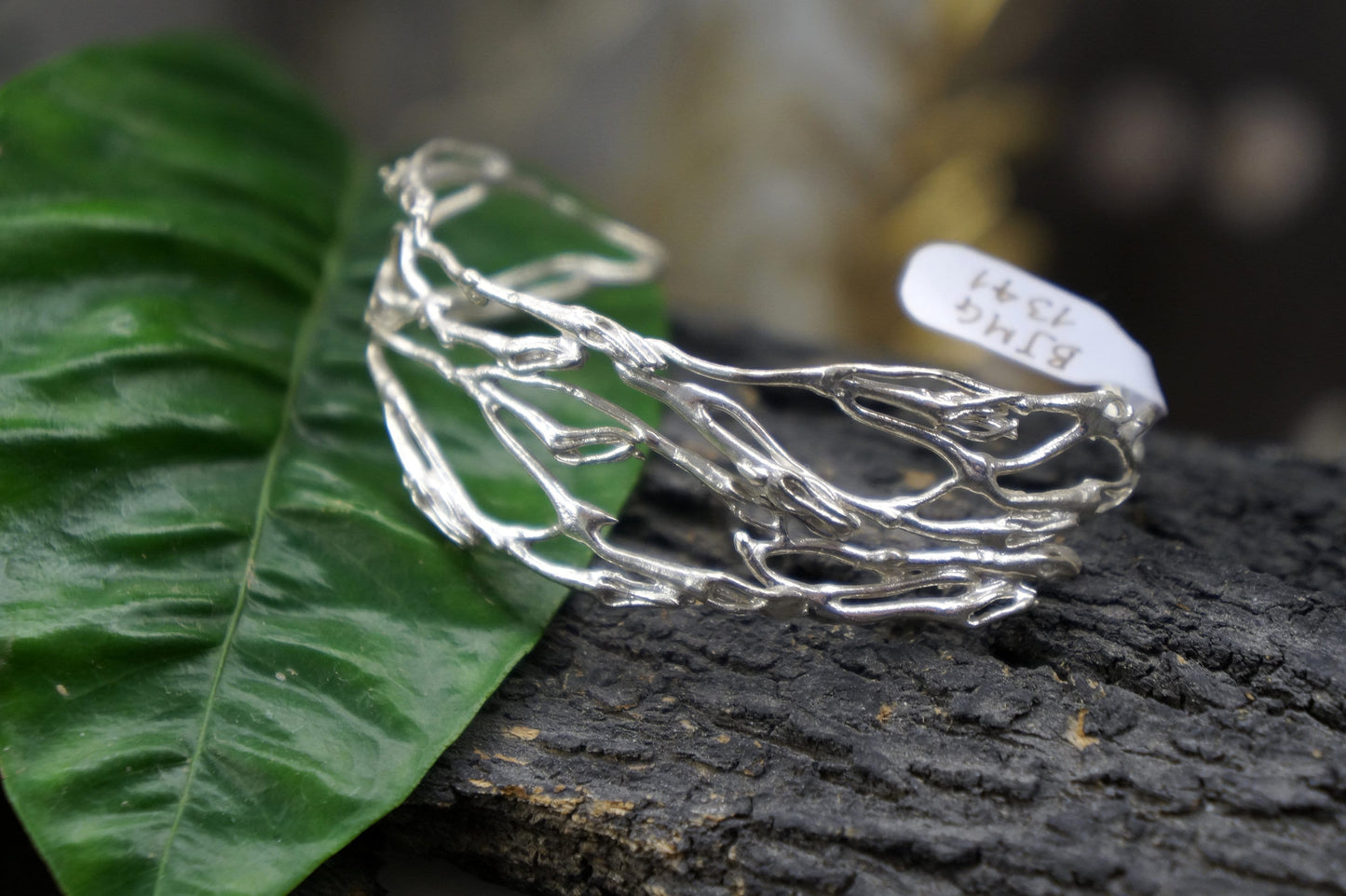 Adjustable Twig branch Bracelet in 14k 14K Gold plated on sterling silver. Jasmine flower is associated with love divinity and hope.