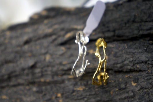 Sterling silver Twig hoop earrings for Men and Women. Mini Hoop jasmine branch Earrings from Recycled Silver.