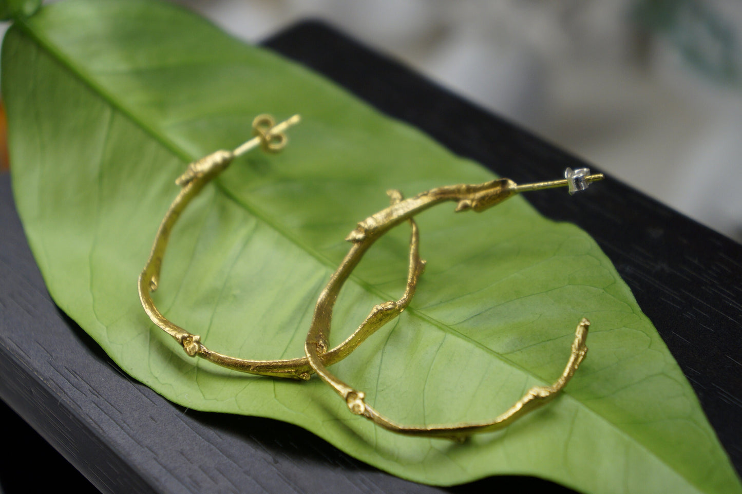 Gold Hoops Earrings For Women, REAL Olive branch earrings, Nature lovers TWIG earrings,FAST shipping,High Quality Meaningful jewelry