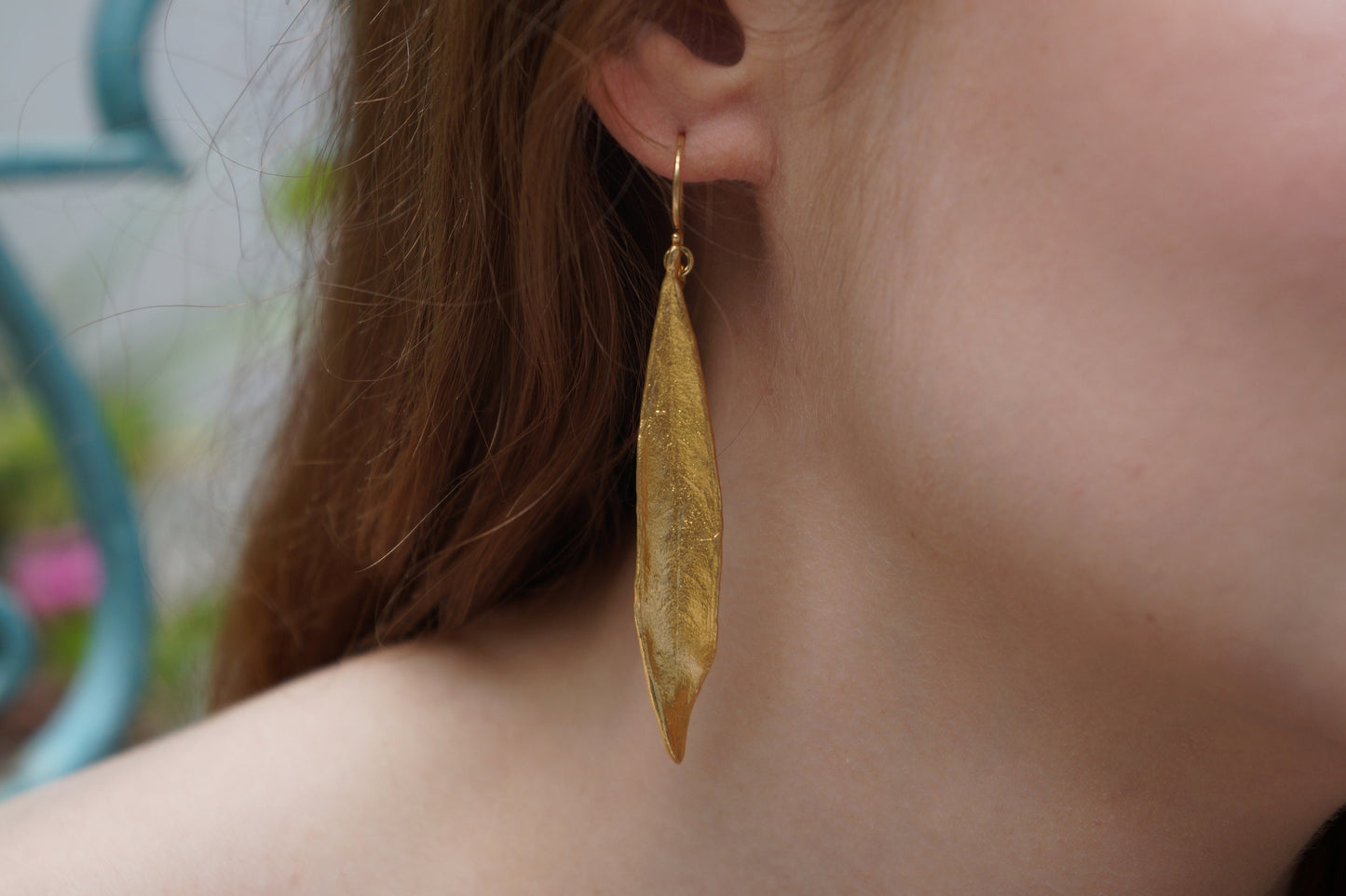 Leaf earrings, Gold olive leaf earrings, Natural Jewelry, Long Earrings, Leaf jewelry, Gift For Mom, Birthday Gift, Unique Gift for women