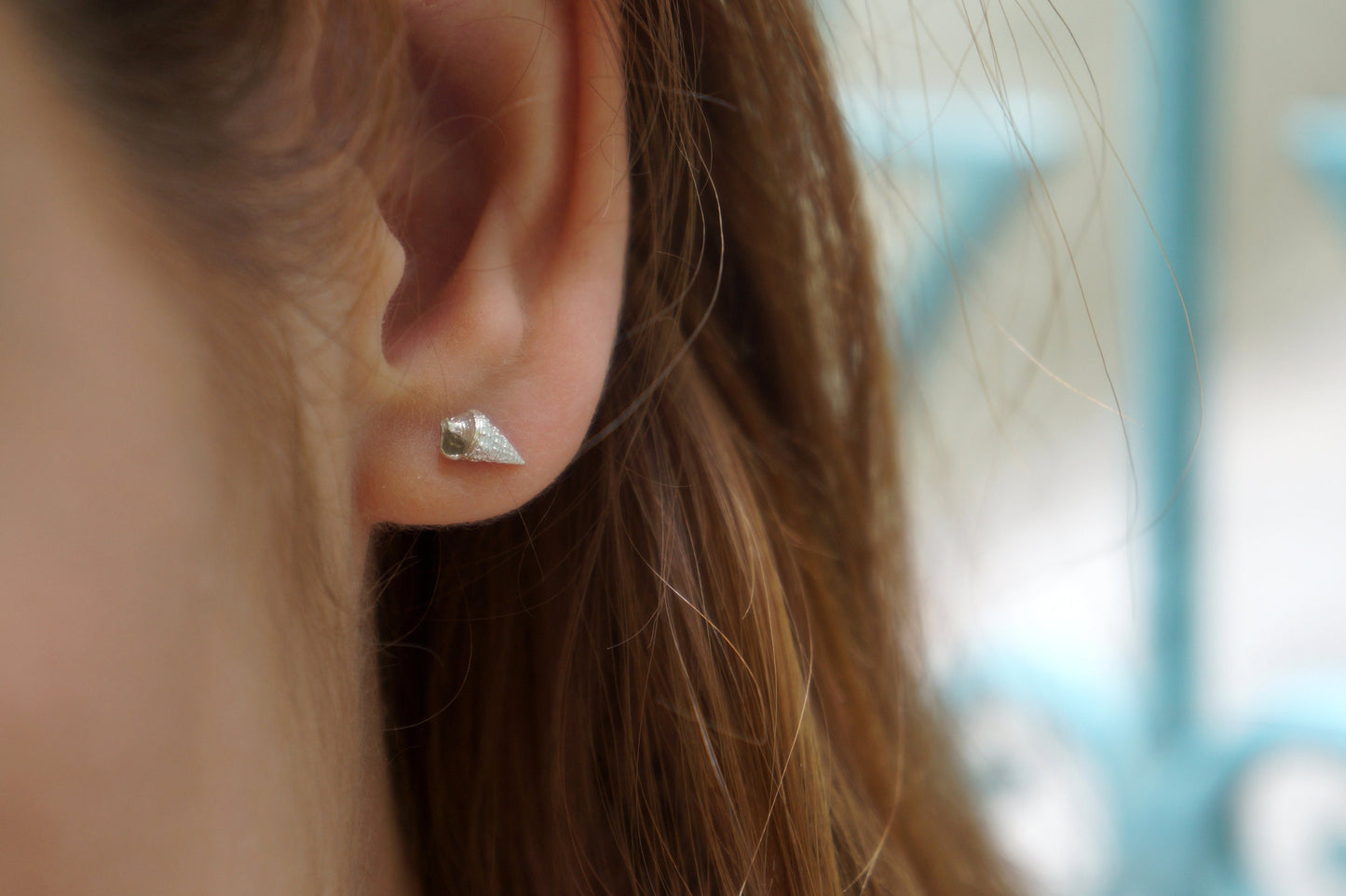 Tiny sterling silver Sea SHELL cute Stud Earrings, Small minimalist Mother Nature Jewelry