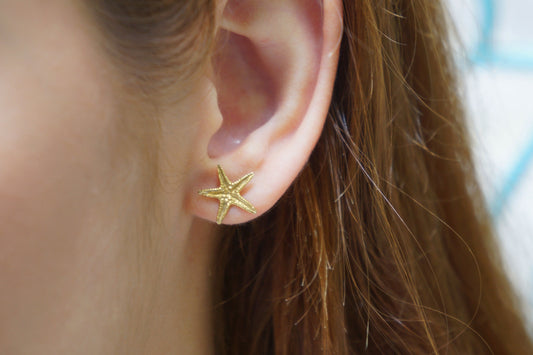 Real Starfish Earrings gold plated on Sterling Silver.