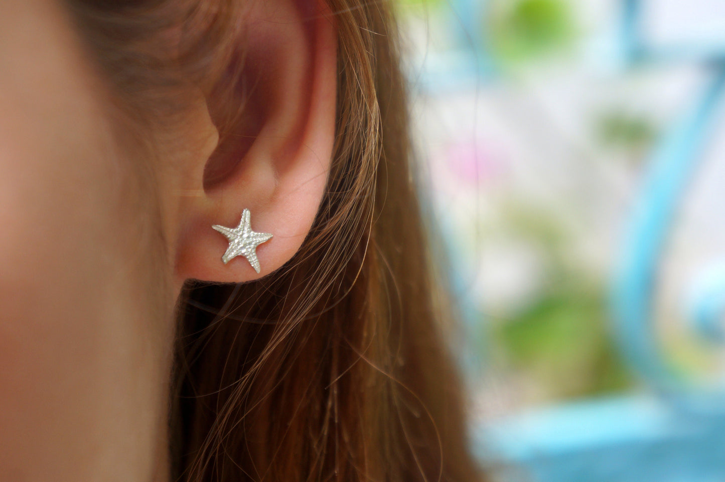 Real Starfish Earrings Sterling Silver.