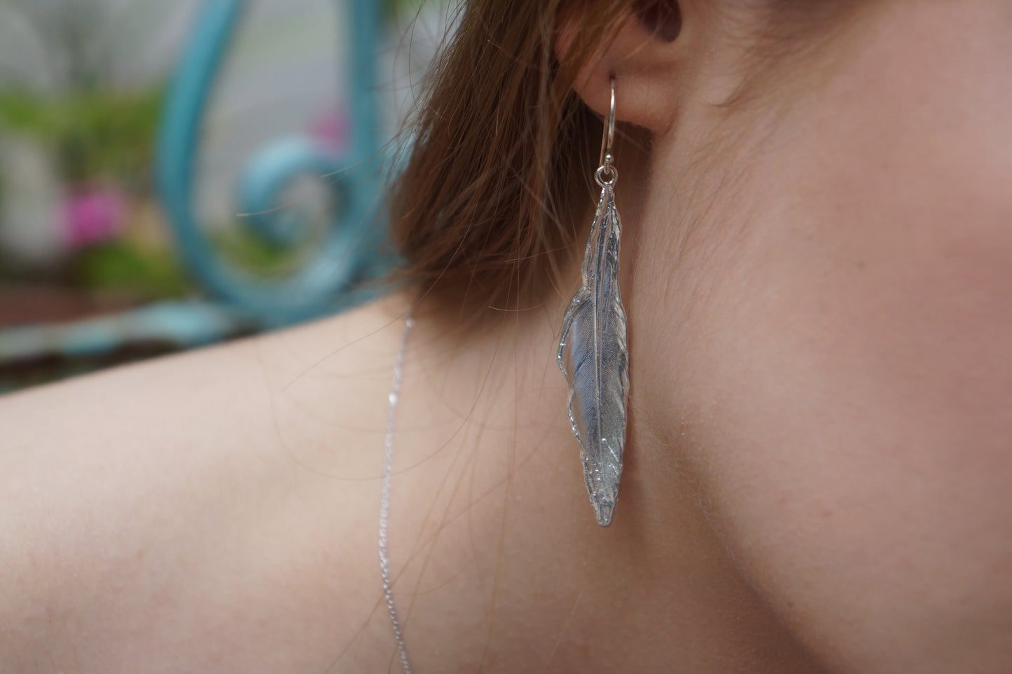 Sterling silver Dove Feather Earrings for Women, bohemian jewelry earrings for men and women by Mother Nature.