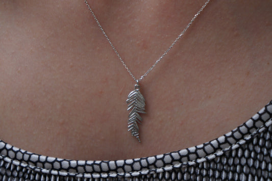 Dainty necklace, Pressed flower pendant, Plant gifts. Real acacia (mimosa pudica) necklace in sterling recycled silver.