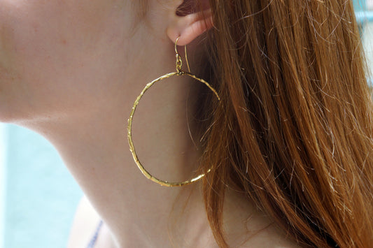 Twig Large Hoop Earrings from Real Olive Branch. Sterling silver or Gold plated by Mother Nature Jewelry.