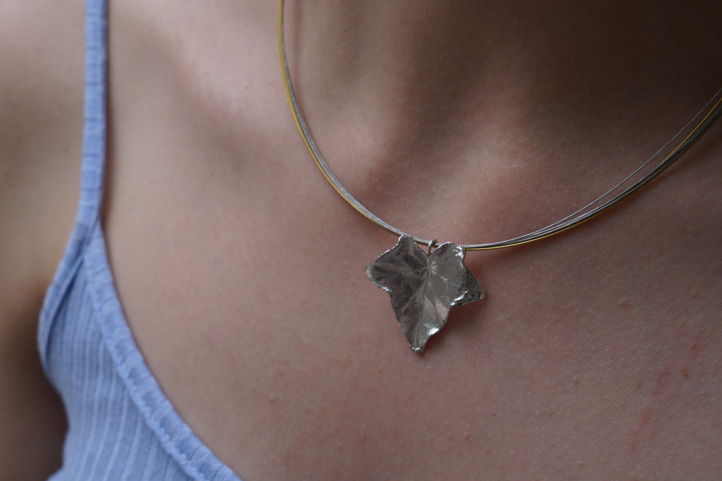 Real Ivy Leaf Necklace, sterling Silver 925 Pendant, Pressed flower Necklace