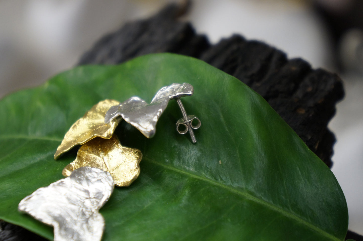 Statement Earrings Silver Ivy Leaf Earrings for Women, Minimalist Handmade Nature Jewelry. Organic JewelryBy Mother Nature