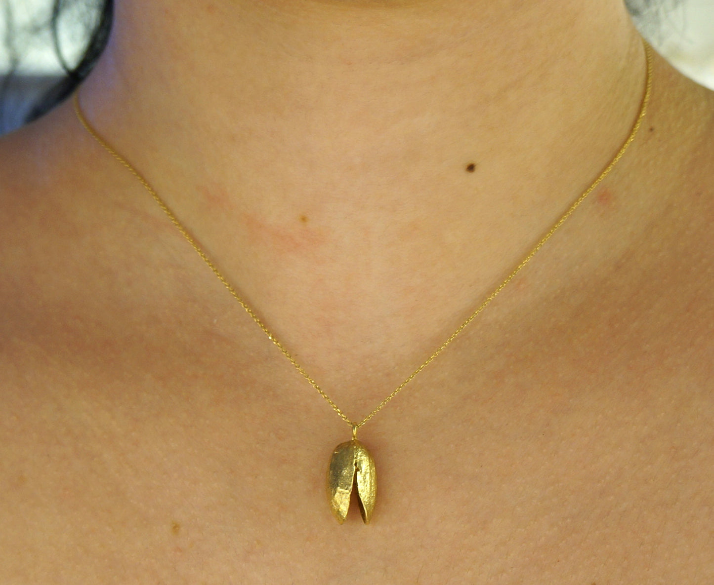 Sterling silver/ Gold plated, Real Pistachio Nut Pendant necklace. Pistachio is a symbol of rejoice, nature, wealth