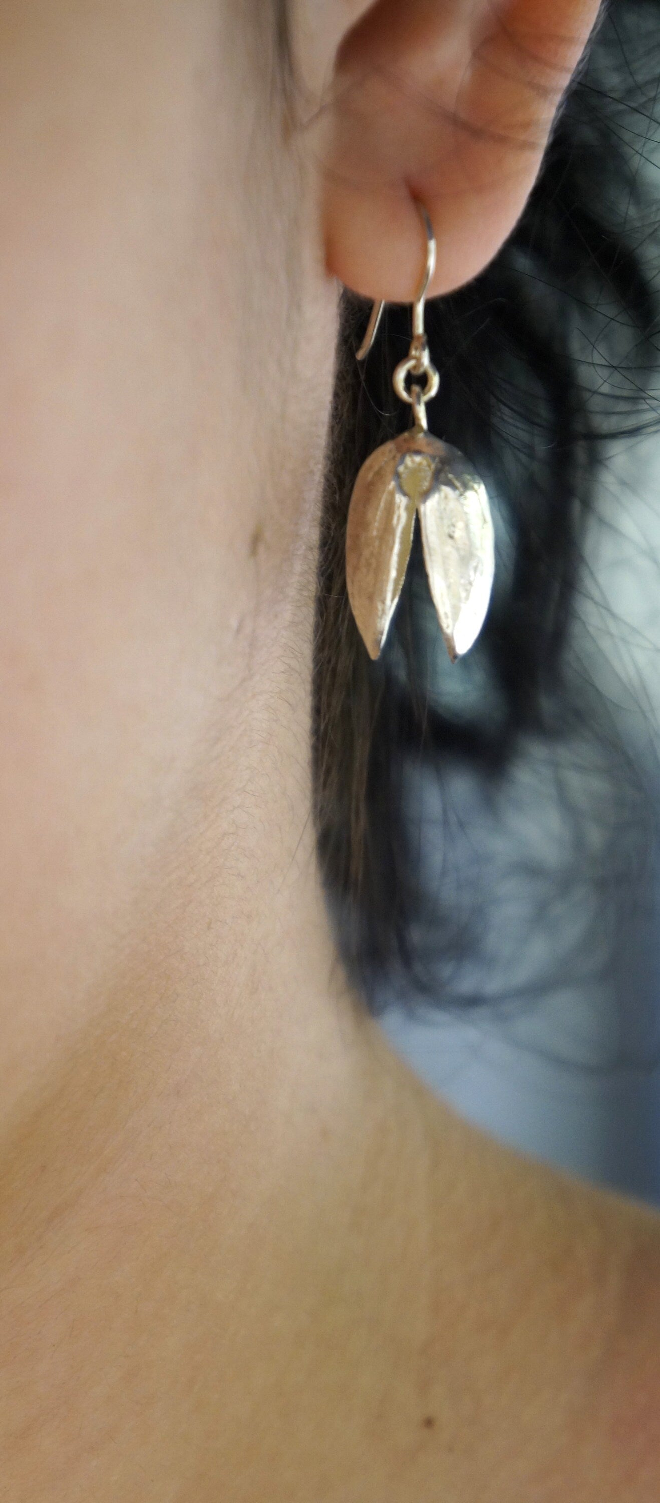 Real Pistachio Earrings in sterling silver 925.