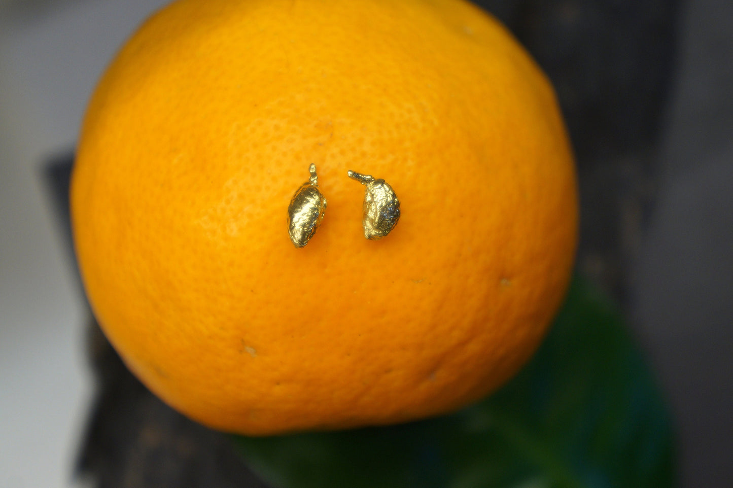 Tiny Olive fruit Earrings for Women, sterling Silver Earrings Gold plated .