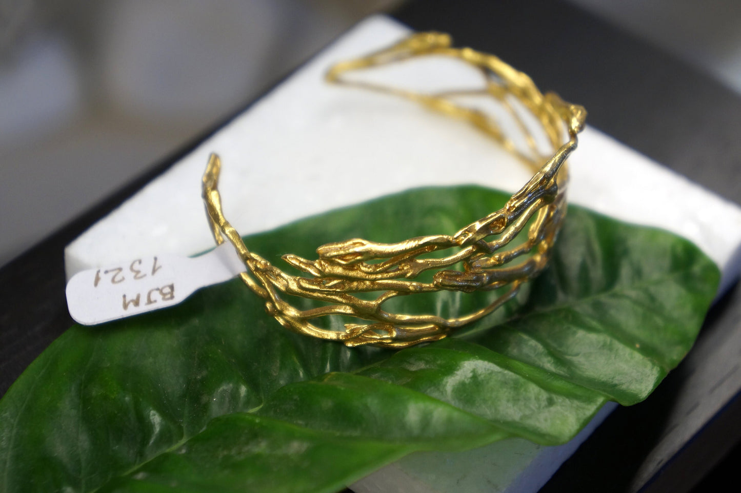 Adjustable Twig branch Bracelet in 14k 14K Gold plated on sterling silver. Jasmine flower is associated with love divinity and hope.