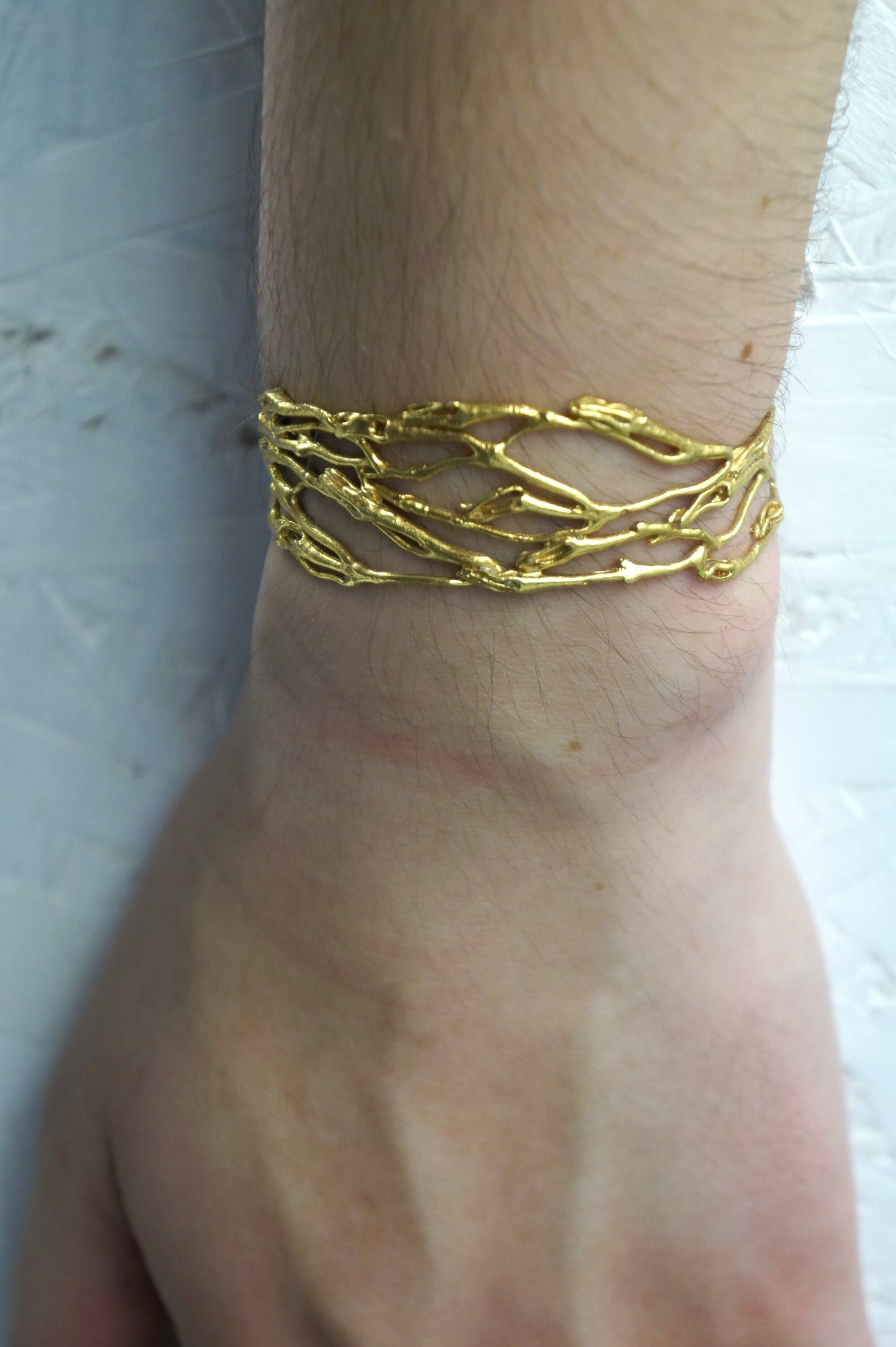 Adjustable Twig branch Bracelet in 14k 14K Gold plated on sterling silver. Jasmine flower is associated with love divinity and hope.