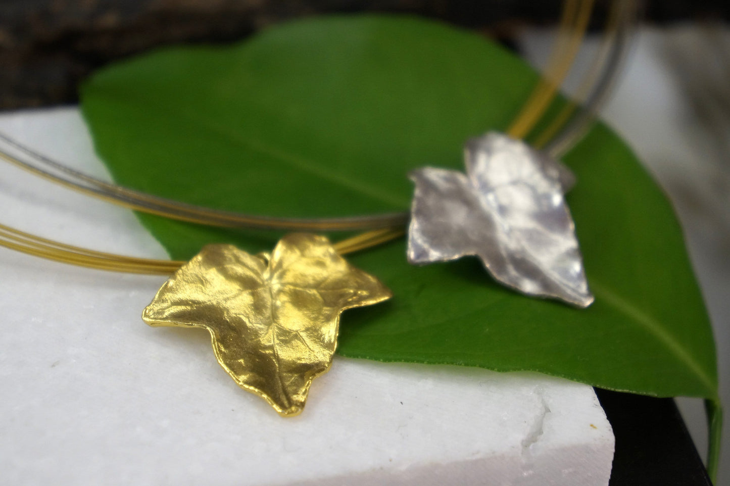 Real Ivy Leaf Necklace, sterling Silver 925 Pendant, Pressed flower Necklace