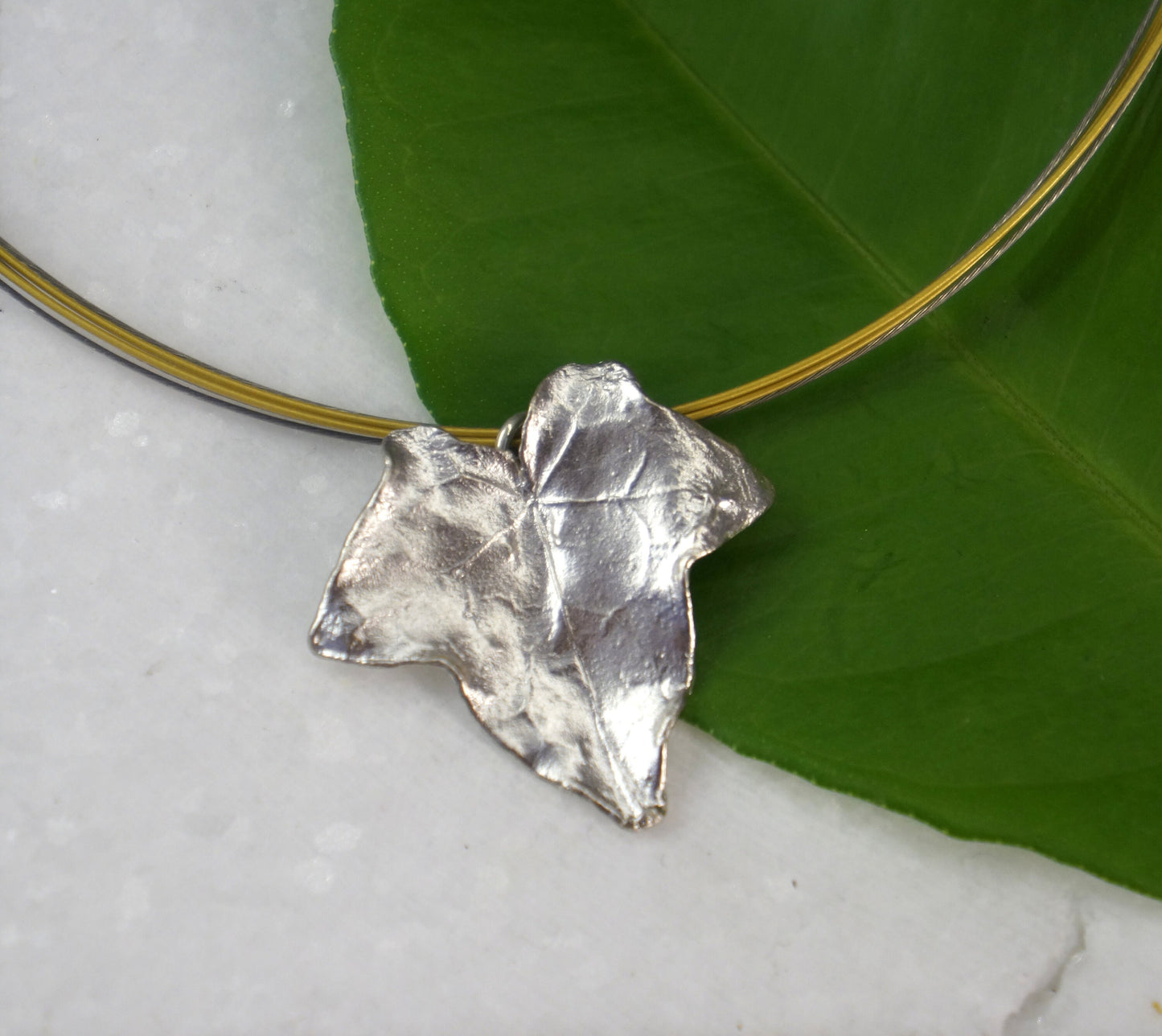 Real Ivy Leaf Necklace, sterling Silver 925 Pendant, Pressed flower Necklace