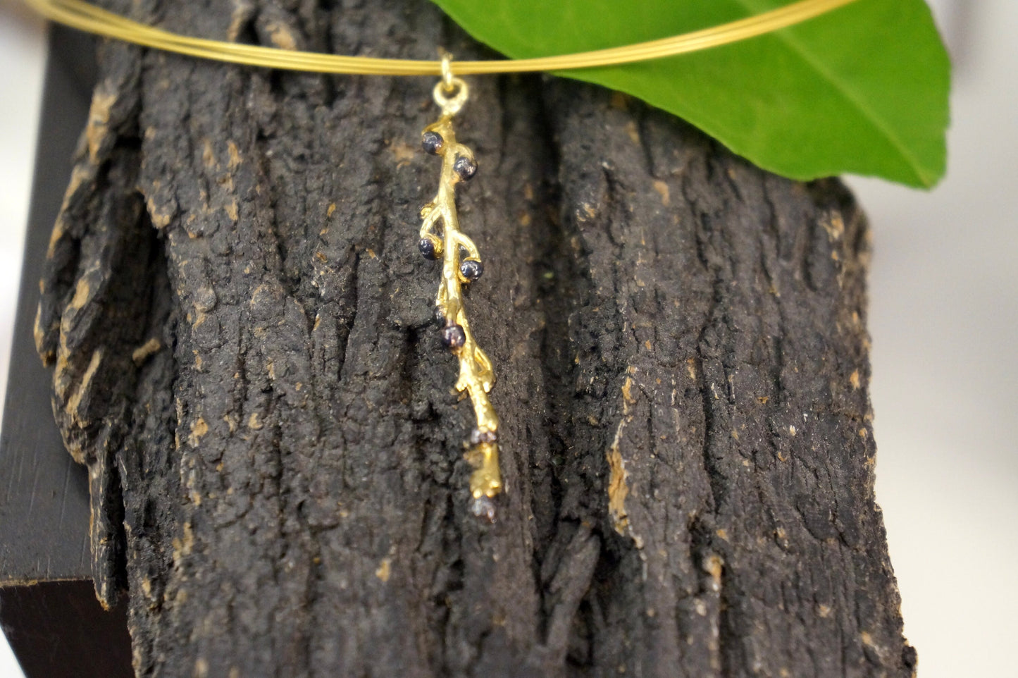 Acacia branch Multi Strand Necklace for Women Gold and black rhodium on sterling silver