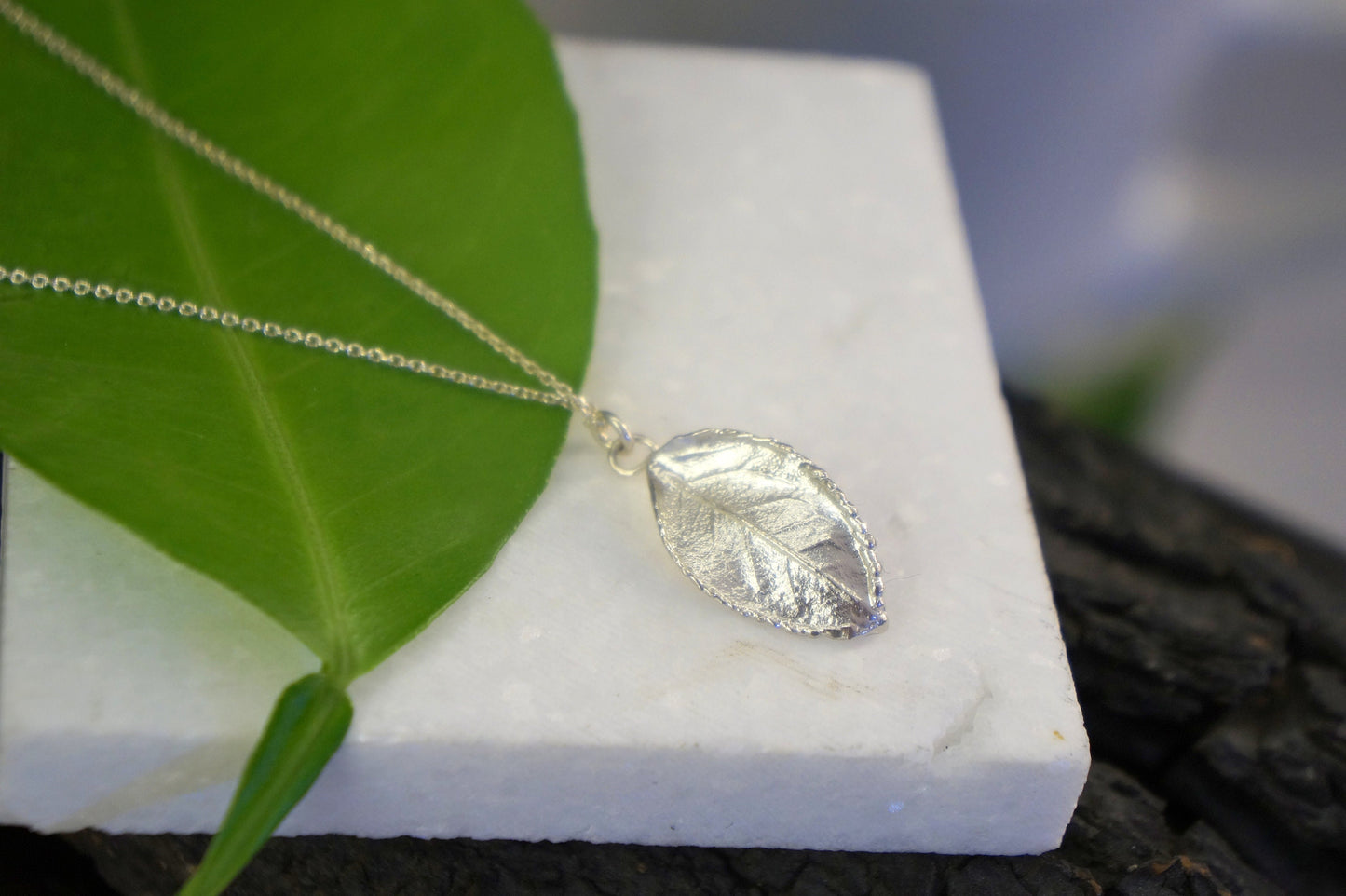 Pressed Rose plant Leaf necklace Necklaces for Women, in sterling silver by Mother Nature