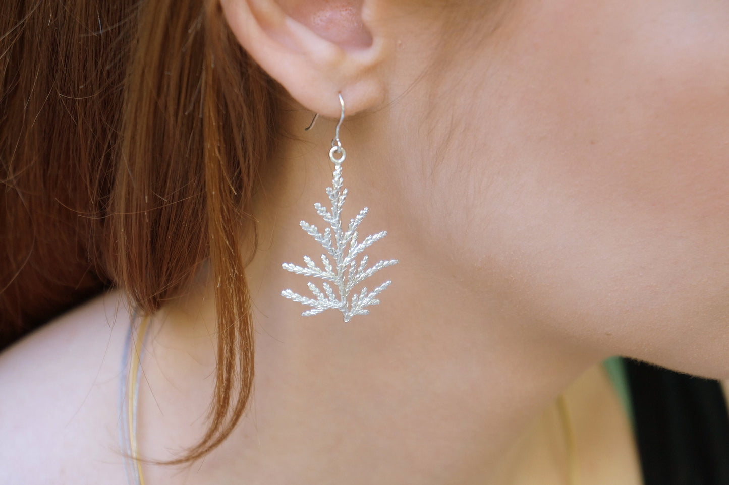 Juniper Mountain Dangle and drop Earrings for women 14k Gold plated on/or Sterling silver from Cypress tree leaf