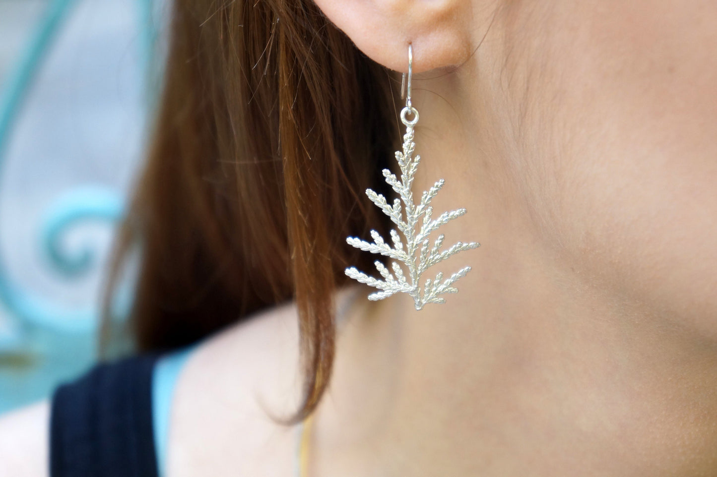 Juniper Mountain Dangle and drop Earrings for women 14k Gold plated on/or Sterling silver from Cypress tree leaf