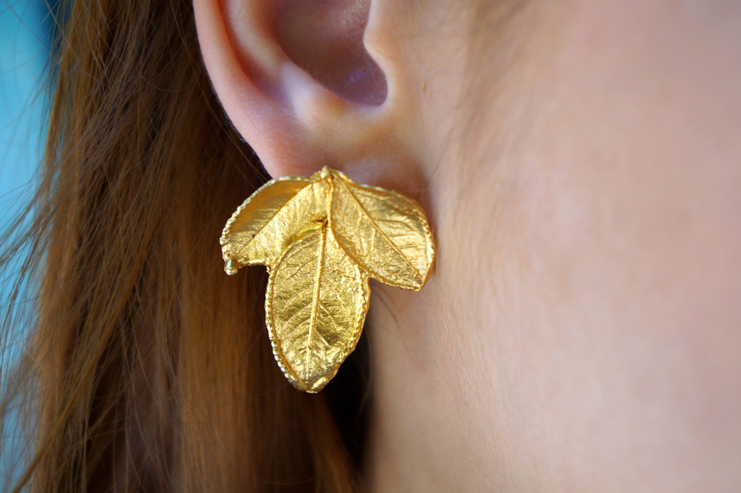 Rose Plant Leaf 14k Goldplated Earrings for Women. Roses are ancient symbols of Love and Beauty .