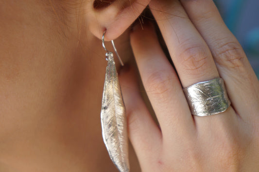 Dangle Big and Long Olive Leaf Earrings on Sterling Silver. Olive is a symbol of peace, protection and fertility ( ideas and new life).