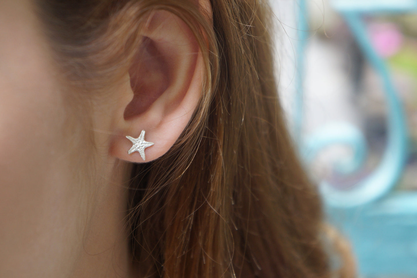 Real Starfish Earrings Sterling Silver.