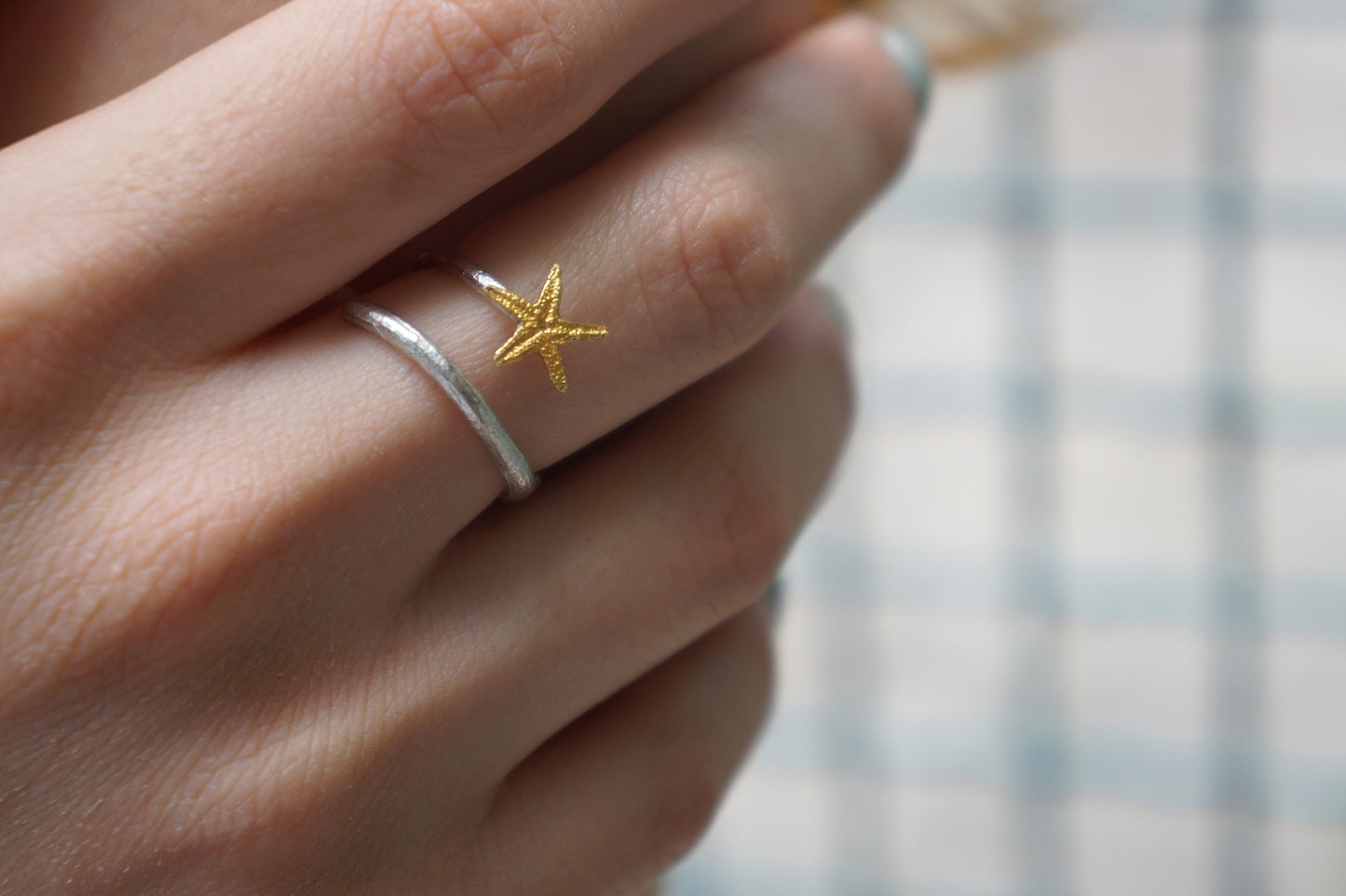 Small real starfish Ring in sterling silver 925.Star symbolizes the 5 elements. Earth, Air, Water, Fire, Spirit.