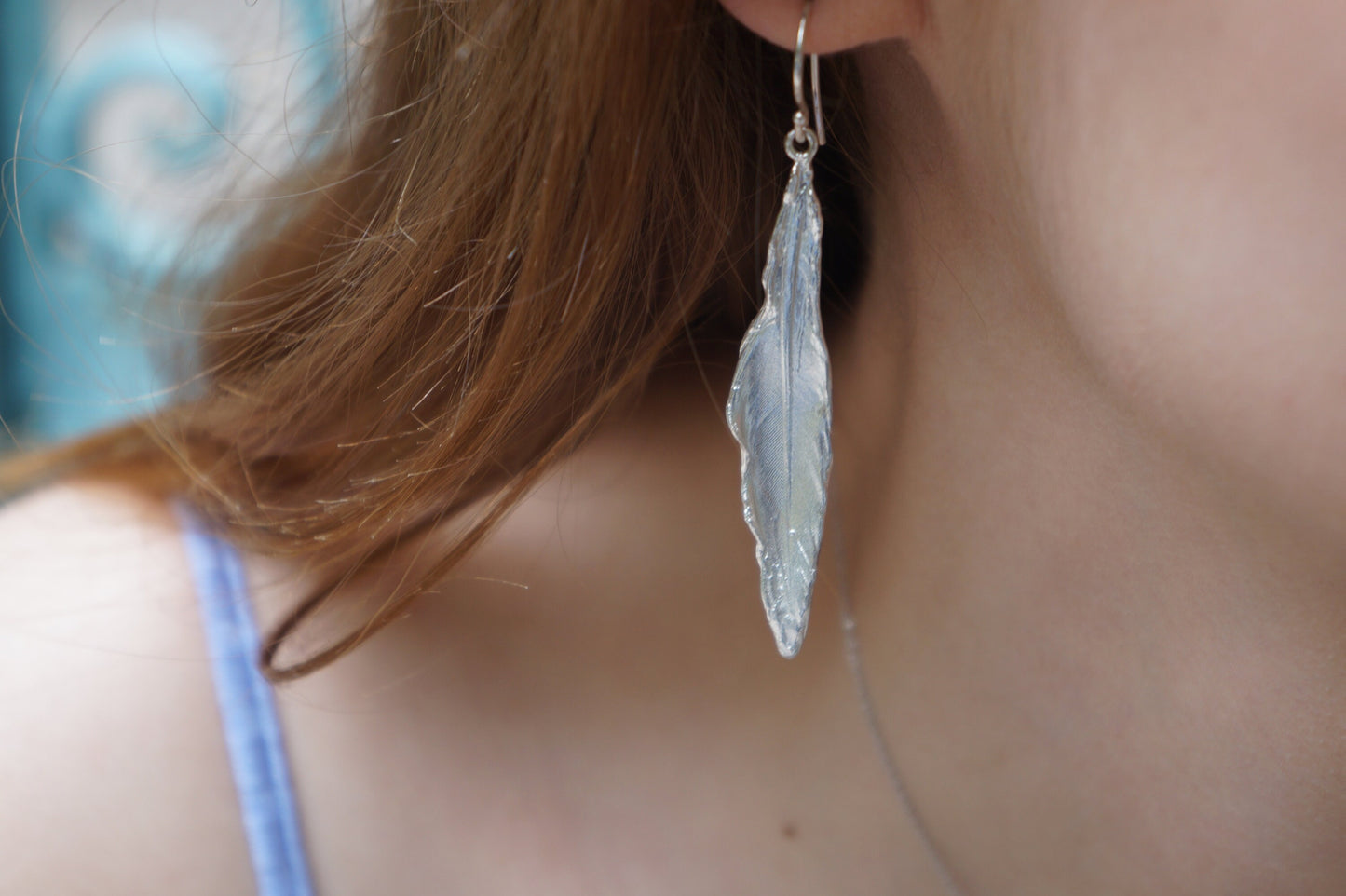 Sterling silver Dove Feather Earrings for Women, bohemian jewelry earrings for men and women by Mother Nature.