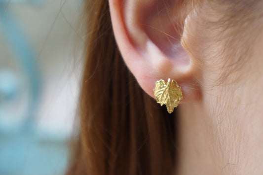 Minimal Small Stud Vine Leaf Earrings, silver 925 or 14K Goldplated Vine is a symbol of life, strength, survival, progress,friendship...