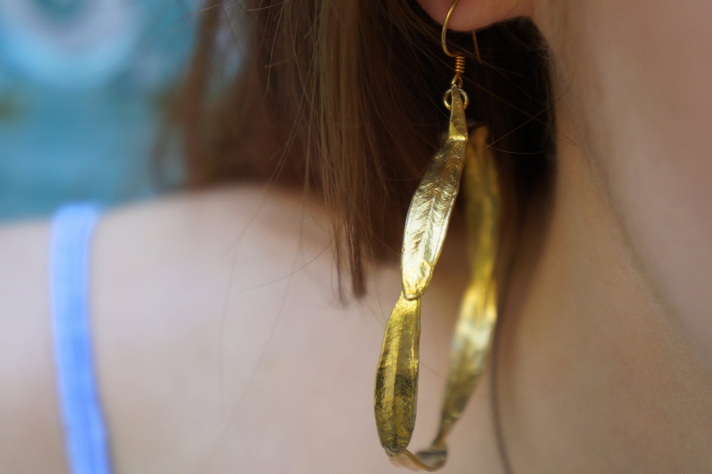 Sterling silver hoop earrings from Olive Leaves, Gold plated .