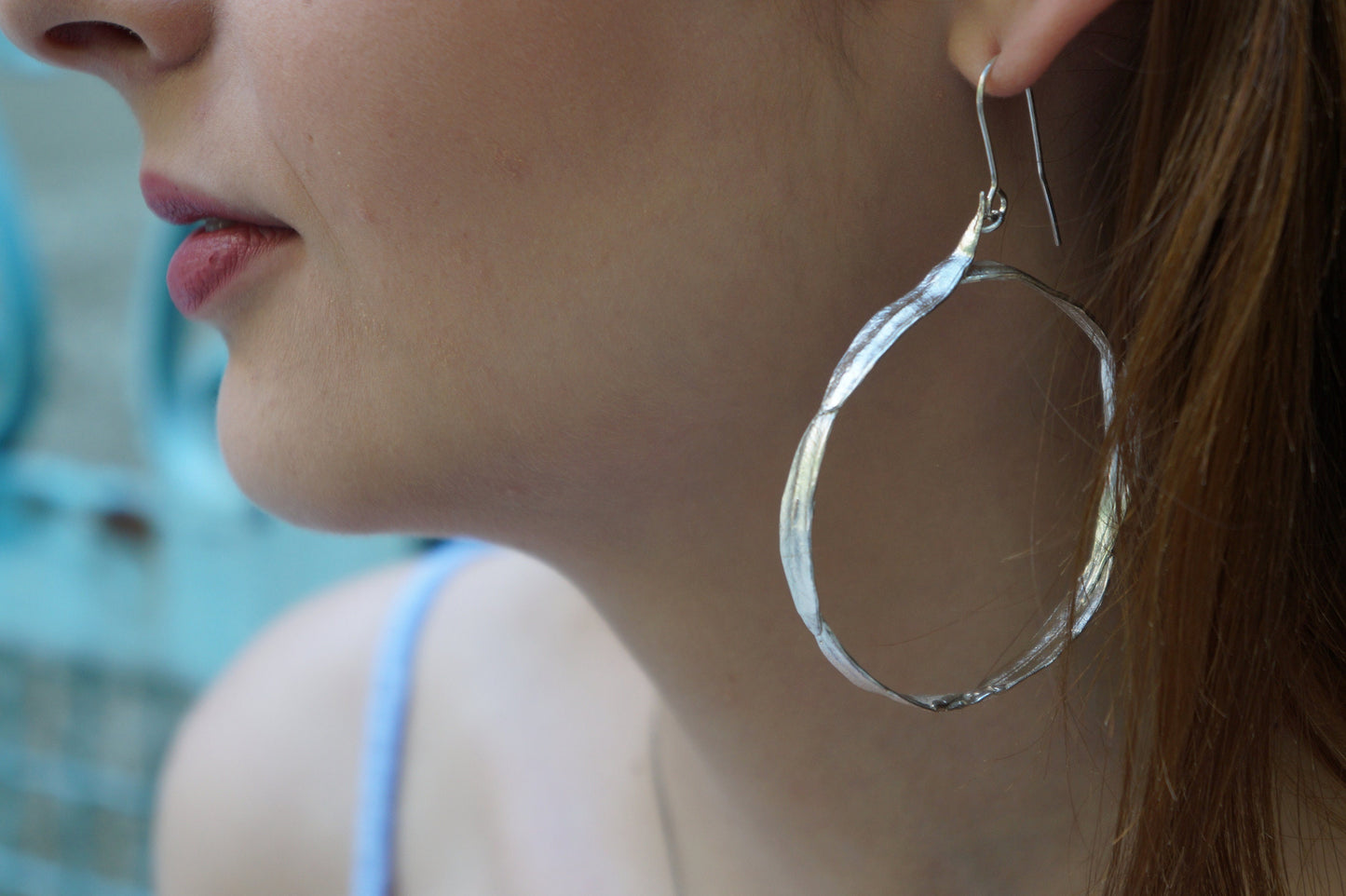 Sterling silver hoop earrings from Olive Leaves, Gold plated .