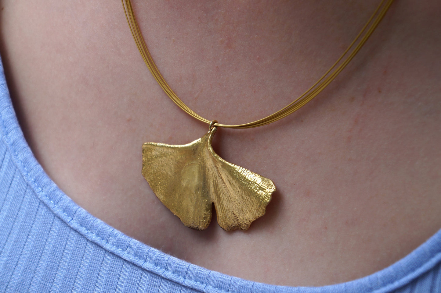 Ginkgo Biloba Leaf Necklace from Real Gingko Plant gold dipped. Woodland Natural jewelry. Symbol of Hope, Peace, Endurance and Vitality