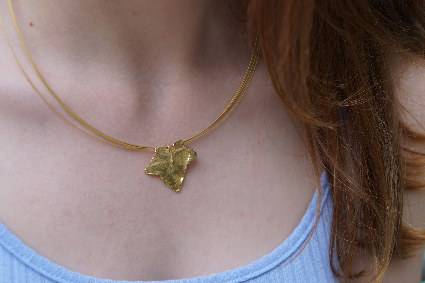 Real Ivy Leaf Necklace, 14K Gold plated on sterling Silver 925 Pendant, Pressed flower Necklace,