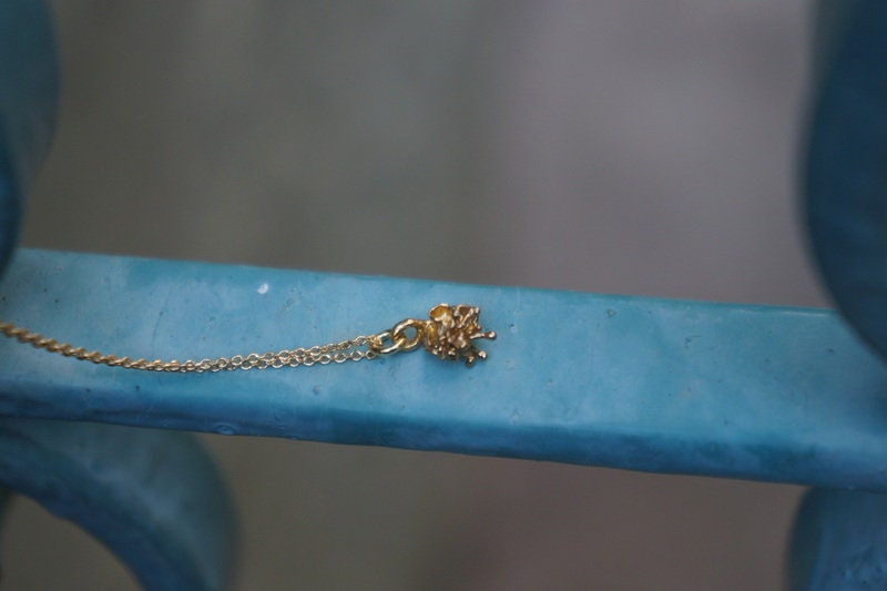 Minimalist small flower pendant with chain necklace Gold plated in sterling silver.