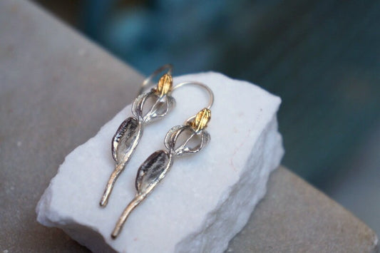 Sterling silver Dangle and drop Earrings for women from Olive branch and blossom by Mother Nature jewelry.